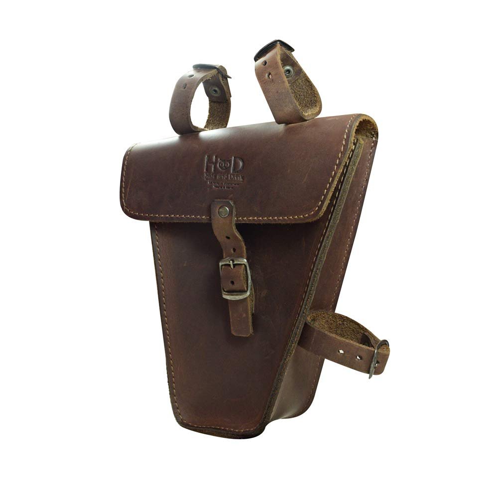 Hide & Drink, Triangular Frame Bag for Bicycle, Bike Tool Pouch, Accessories, Repair Tools Storage Pouch, Biker Essentials, Full Grain Leather, Handmade, Bourbon Brown