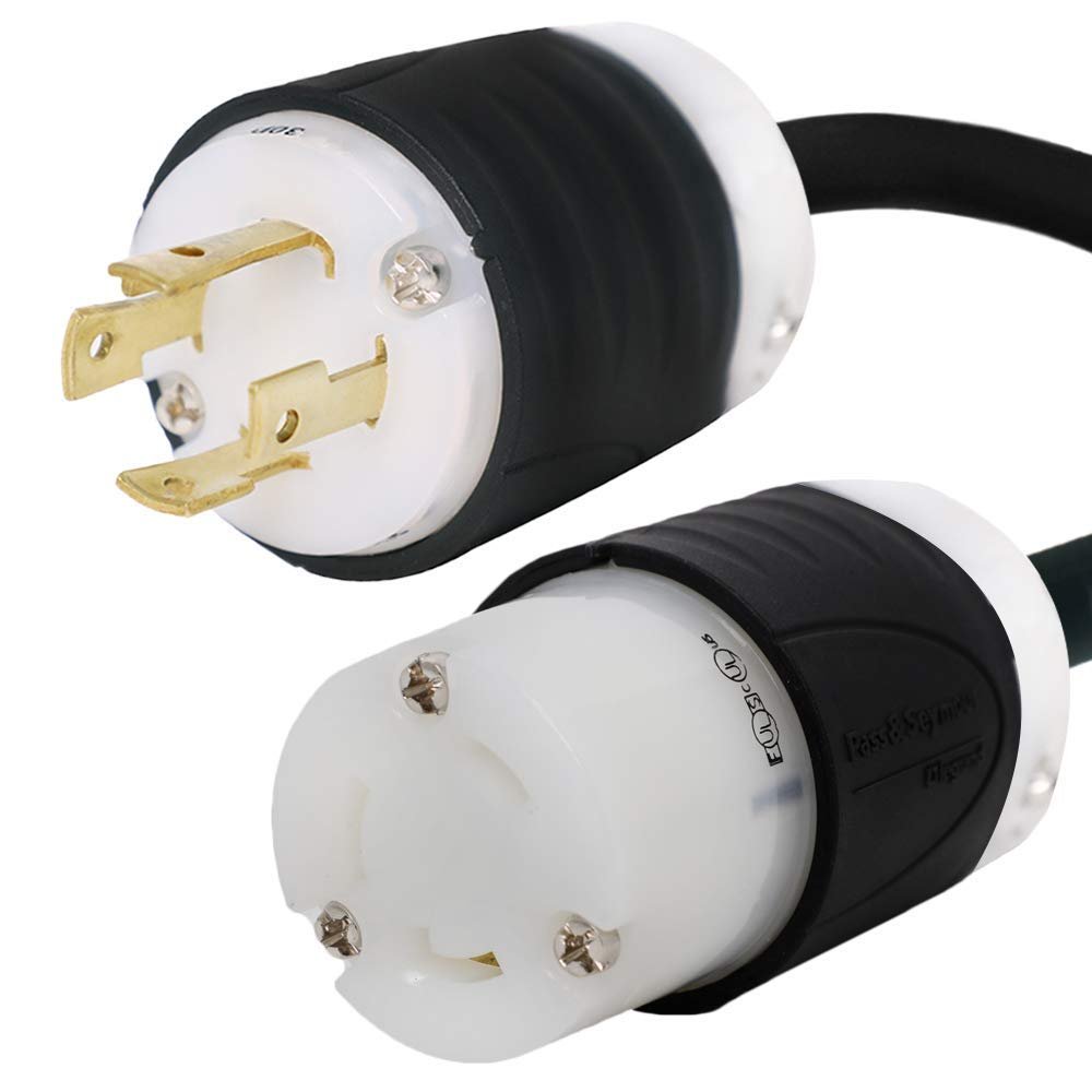 NEMA L15-30P to L6-30R Power Cords - 30A/250V, 10/3 SJT - Iron Box # IBX-2161 (25 ft)