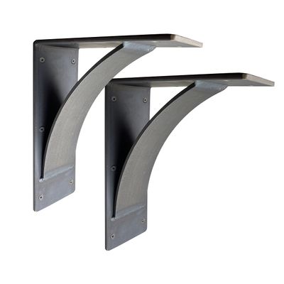 RRD Heavy Duty Steel Fireplace Mantel Brackets - Countertop Support - Rustic Farmhouse Decor (9'x12'x4', ' Natural Steel, 2 Pack)