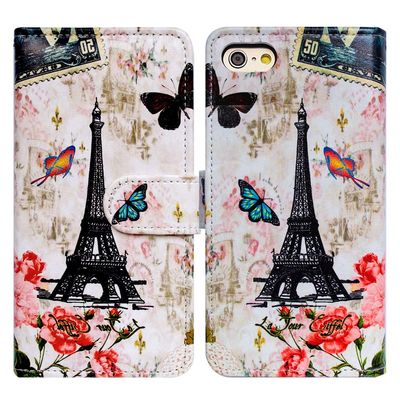 Bcov Case for iPod Touch 7/iPod Touch 6,Bcov Paris Tower Butterfly Wallet Flip Leather Cover Case with Credit Card ID Card Slot Holder Kickstand for iPod Touch 7/6/5