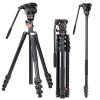 Cayer AF2451 Video Tripod with Fluid Head, 74.6" Convertible Aluminum Tripod to Monopod, 13.2 lbs Payload, Half Ball Leveling Base for DSLR Cameras and Video Recording view 1
