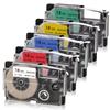 Absonic 5-Pack Compatible 18mm Label Tape Replacement for Casio XR-18WE XR-18RD XR-18BU XR-18YW XR-18GN 18mm 0.7" EZ Label Maker Tape for KL-120 KL-750 KL-780 KL-820 KL-7200 KL-8100, 3/4" x 26' view 1
