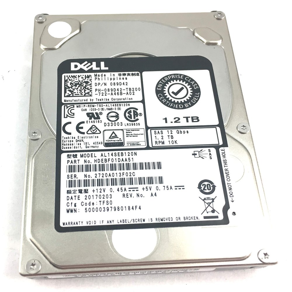 089D42 Dell Enterprise 1.2TB 10K 12Gbps SAS 2.5'' Hard Drive