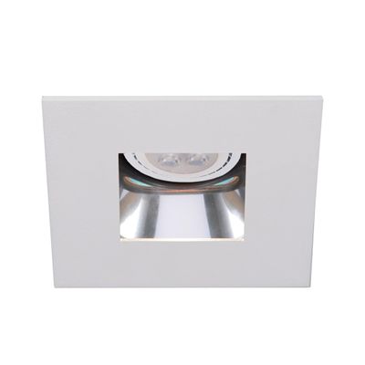 WAC 4in Low Voltage Square Adjustable Recessed Light Trim with Open Specular Reflector in White and White 8W 500 Lumens MR16 LED Lamp, HR-8401 or HR-8402 Housing Sold Separately