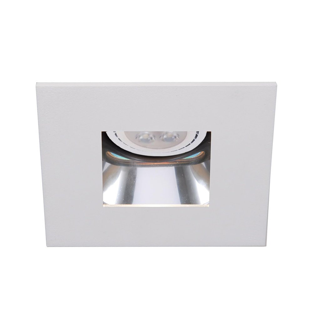 WAC 4in Low Voltage Square Adjustable Recessed Light Trim with Open Specular Reflector in White and White 8W 500 Lumens MR16 LED Lamp, HR-8401 or HR-8402 Housing Sold Separately