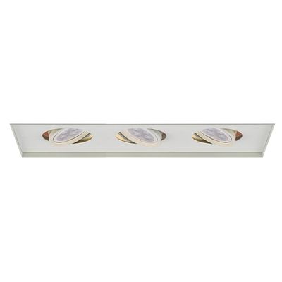 WAC Low Voltage Multiples Recessed Three Light Invisible Trim in White and Three White 8W 500 Lumens MR16 LED Lamp, MT-316HS Housing Sold Separately