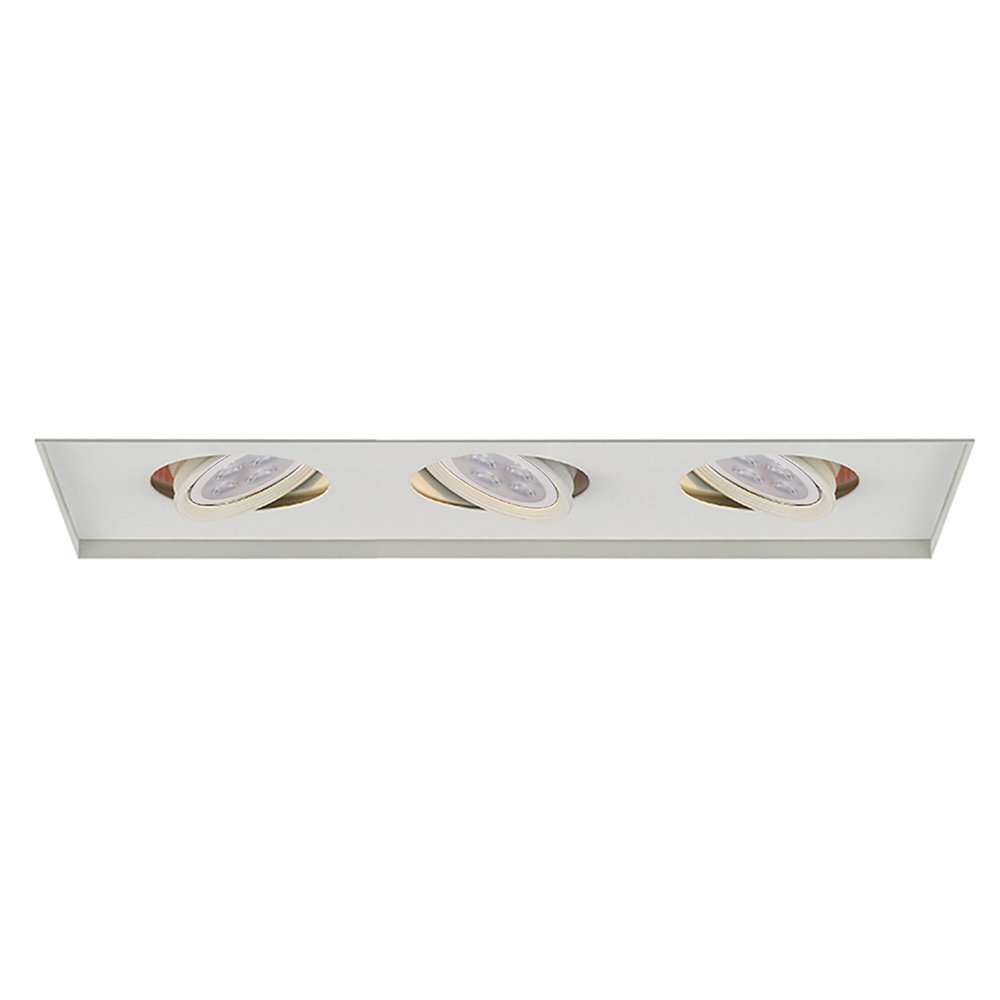 WAC Low Voltage Multiples Recessed Three Light Invisible Trim in White and Three White 8W 500 Lumens MR16 LED Lamp, MT-316HS Housing Sold Separately
