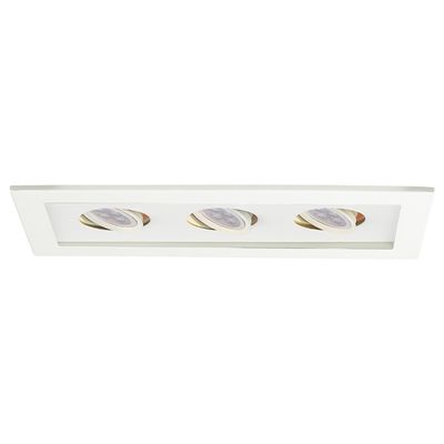 WAC Low Voltage Multiples Recessed Three Light Trim in White and Three White 8W 500 Lumens MR16 LED Lamp, MT-316HS Housing Sold Separately