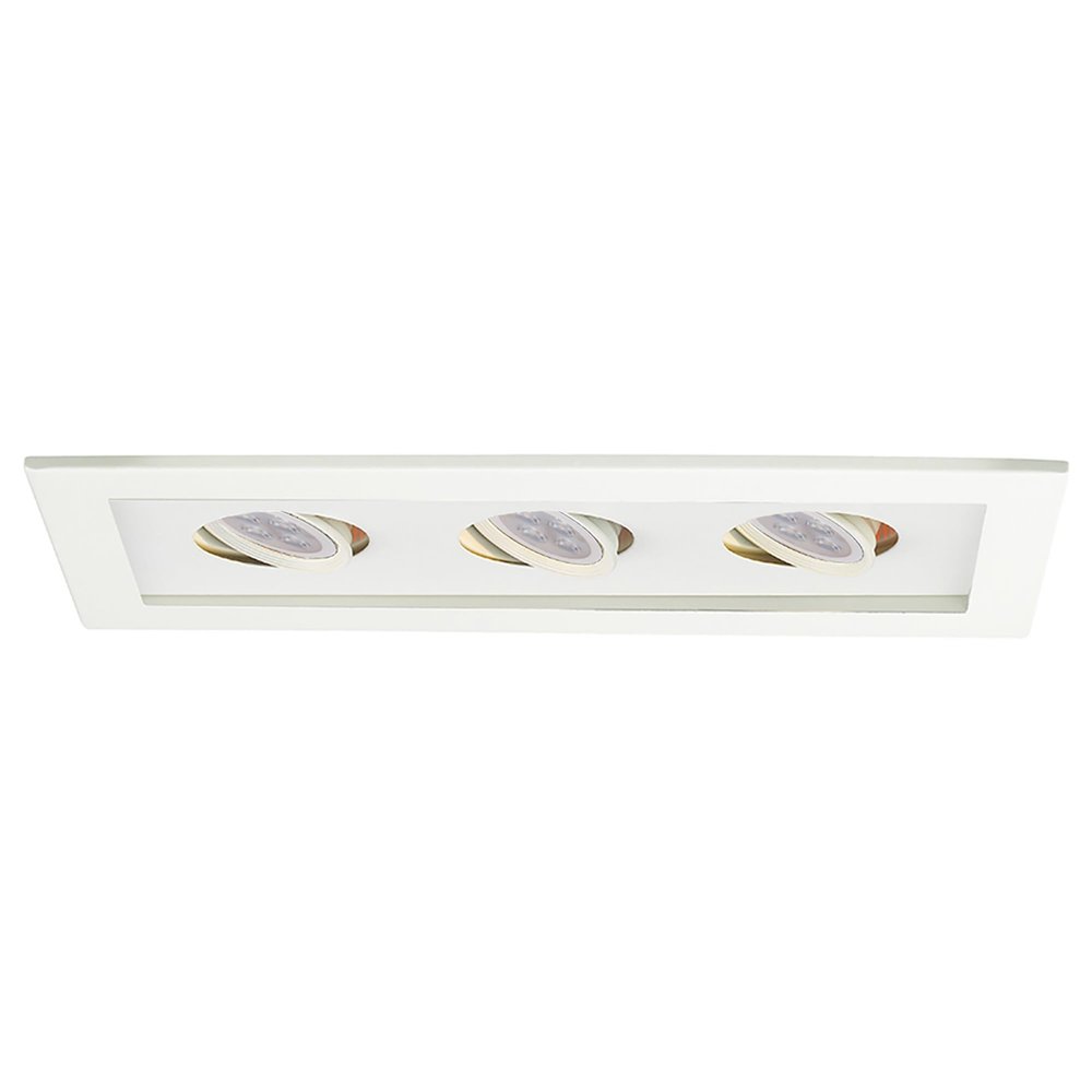 WAC Low Voltage Multiples Recessed Three Light Trim in White and Three White 8W 500 Lumens MR16 LED Lamp, MT-316HS Housing Sold Separately