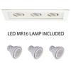 WAC Low Voltage Multiples Recessed Three Light Trim in White and Three White 8W 500 Lumens MR16 LED Lamp, MT-316HS Housing Sold Separately view 2