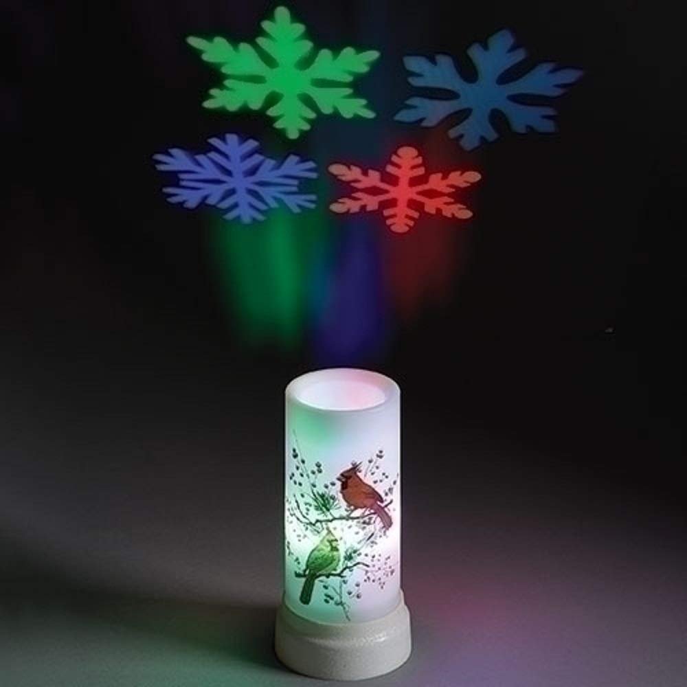 Cardinal on Branch Design LED Candle Snowflake Projector, 6 1/2 Inch