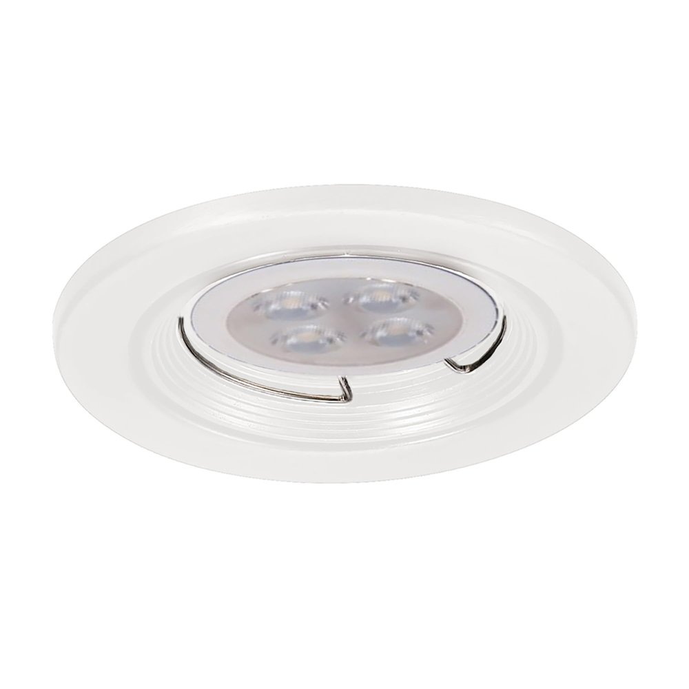 WAC 2.5in Low Voltage Round Recessed Light Trim with Step Baffle in White and White 8W 500 Lumens MR16 LED Lamp, HR-801 or HR-802 Housing Sold Separately
