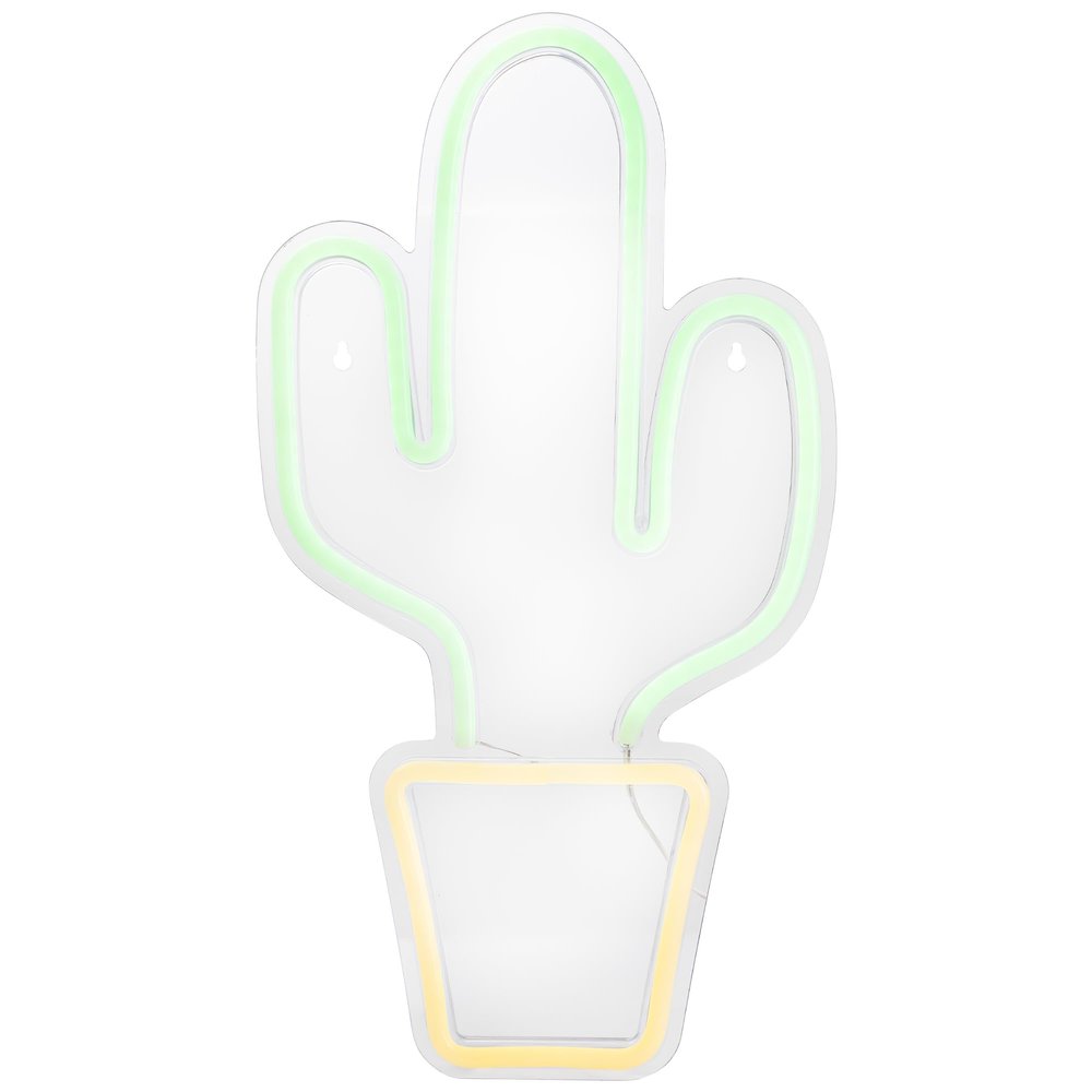 LED Potted Cactus Neon Lighted Wall Art - 18.5" - Green and Yellow