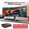 AV Access 4K HDMI USB KVM Extender TCP/IP Over Single Cat5e/6/6a/7 up to 120M(390ft), 1080P@120Hz, Plug & Play, Keyboard & Mouse Over Network, Zero Latency, 3 Ports USB Hub, DIP up to 16 Sets view 2
