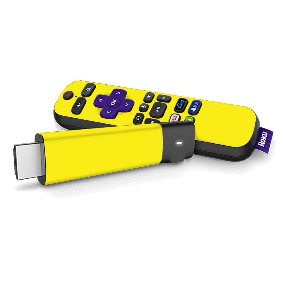 MightySkins Skin Compatible with Roku Streaming Stick + - Solid Yellow | Protective, Durable, and Unique Vinyl Decal wrap Cover | Easy to Apply, Remove, and Change Styles | Made in The USA