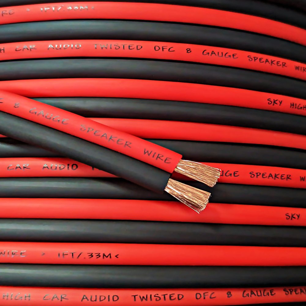 100' feet True 8 Gauge AWG OFC Speaker Wire RD/BK Car Home Audio