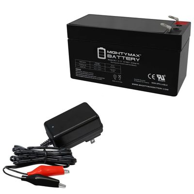 Mighty Max Battery 12V 1.3Ah Battery Replaces Linear Security DVS-1200 + 12V Charger