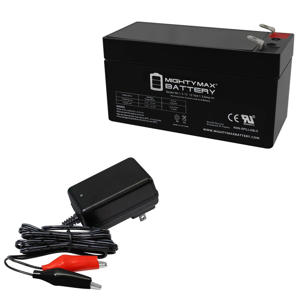 Mighty Max Battery 12V 1.3Ah Battery Replaces Linear Security DVS-1200 + 12V Charger