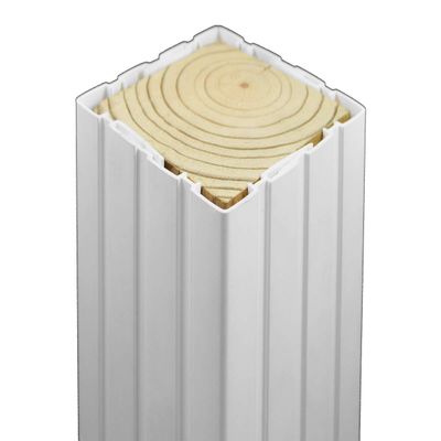 Weatherables 4x4 Vinyl Post Wrap  Weatherproof Premium Outdoor Vinyl Porch Post Wrap with Fluted Design for Quickly Refreshing Existing Deck, Patio, and Porch Posts (4"x4"x96", White Fluted)