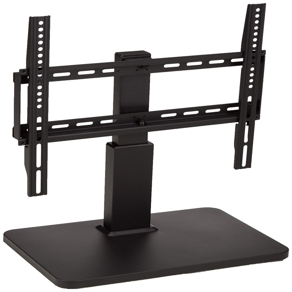 Amazon Basics Swivel Pedestal Table Top TV Mount, Height Adjustable 14-19 Inches, for 32" to 65" TVs up to 55 lbs, Universal TV Stand, VESA 400x400, Black