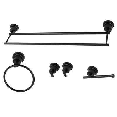 Kingston Brass BAH8213478MB Concord 5-Piece 24-Inch Dual Towel Bar Bathroom Accessory Set in Matte Black