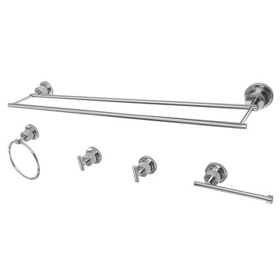 Kingston Brass BAH8213478C Concord 5-Piece 24-Inch Dual Towel Bar Bathroom Accessory Set in Polished Chrome