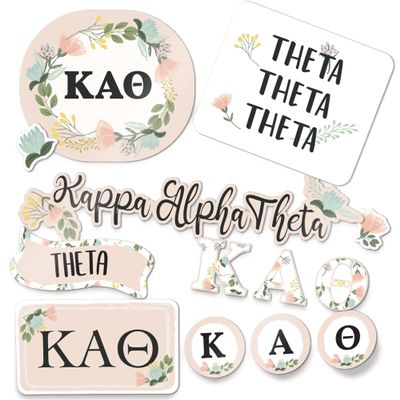 Desert Cactus Kappa Alpha Theta Classic Floral Sticker Decal Laptop Water Bottle Car (Sheet C. Floral)