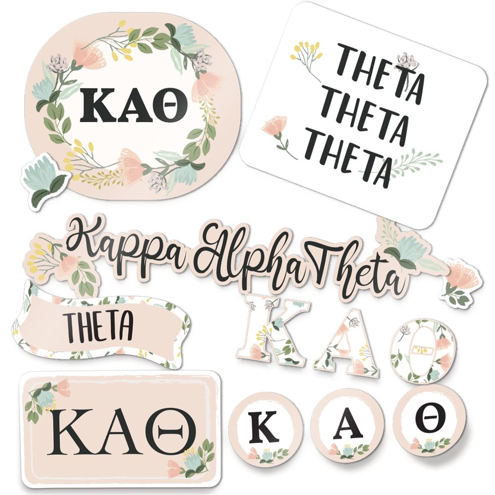 Desert Cactus Kappa Alpha Theta Classic Floral Sticker Decal Laptop Water Bottle Car (Sheet C. Floral)