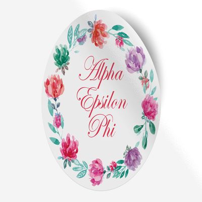 Alpha Epsilon Phi Sticker Greek Sorority Decal for Car, Laptop, Windows, Officially Licensed Product, Monogram Design 5" x 5" - Watercolor Floral