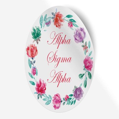 Alpha Sigma Alpha Sticker Greek Sorority Decal for Car, Laptop, Windows, Officially Licensed Product, Monogram Design 5" x 5" - Watercolor Floral