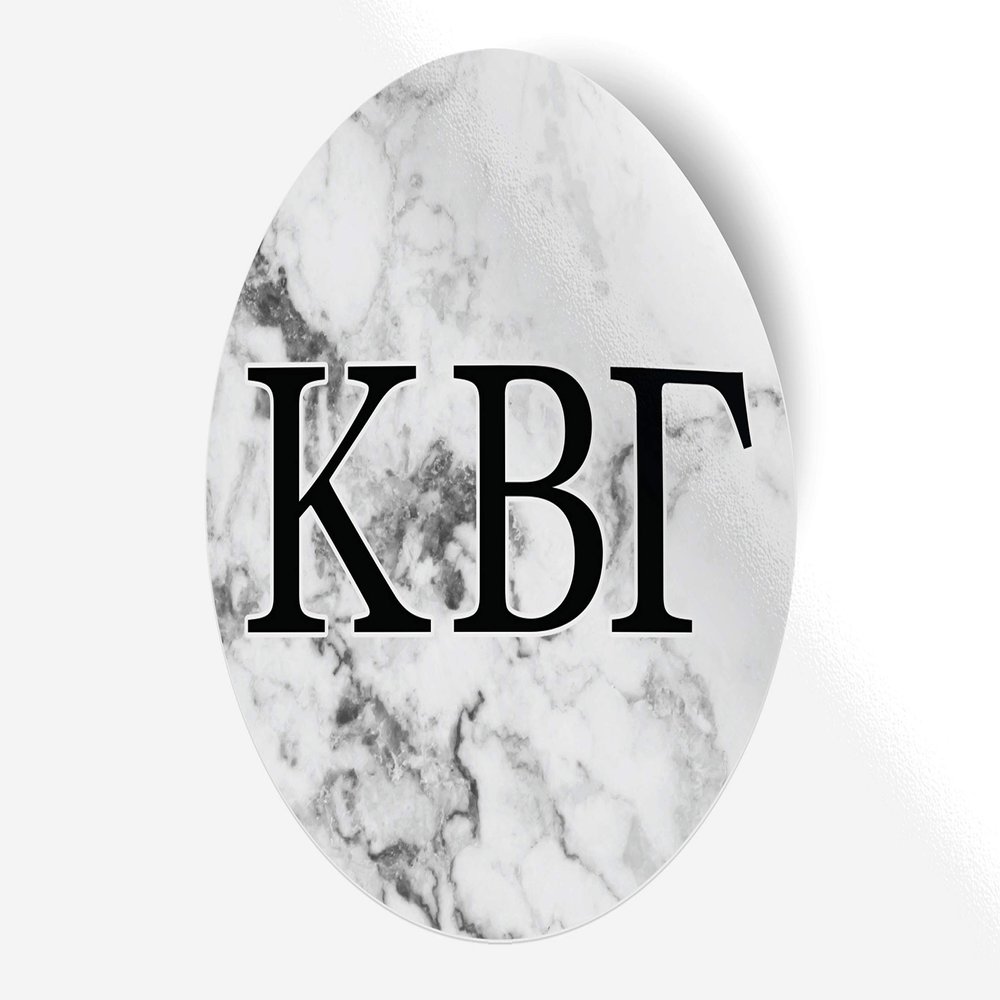 Kappa Beta Gamma Sticker Greek Sorority Decal for Car, Laptop, Windows, Officially Licensed Product, Monogram Design 5" x 5" - White Marble