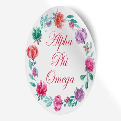 Alpha Phi Omega Sticker Greek Sorority Decal for Car, Laptop, Windows, Officially Licensed Product, Monogram Design 5" x 5" - Watercolor Floral