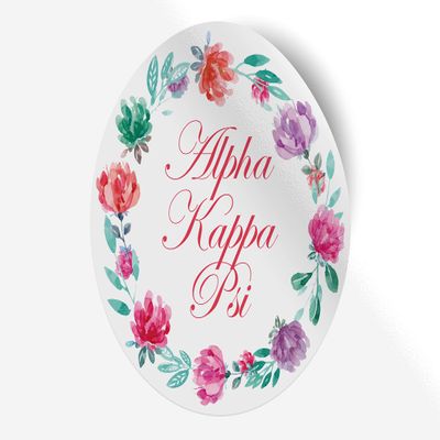 Alpha Kappa Psi Sticker Greek Sorority Decal for Car, Laptop, Windows, Officially Licensed Product, Monogram Design 5" x 5" - Watercolor Floral