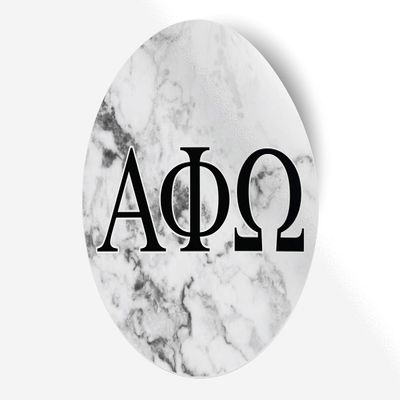 Alpha Phi Omega Sticker Greek Sorority Decal for Car, Laptop, Windows, Officially Licensed Product, Monogram Design 5" x 5" - White Marble