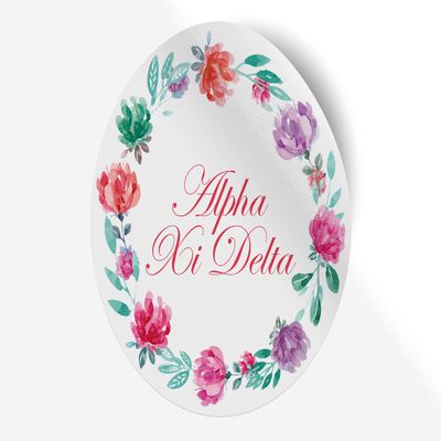 Alpha Xi Delta Sticker Greek Sorority Decal for Car, Laptop, Windows, Officially Licensed Product, Monogram Design 5" x 5" - Watercolor Floral