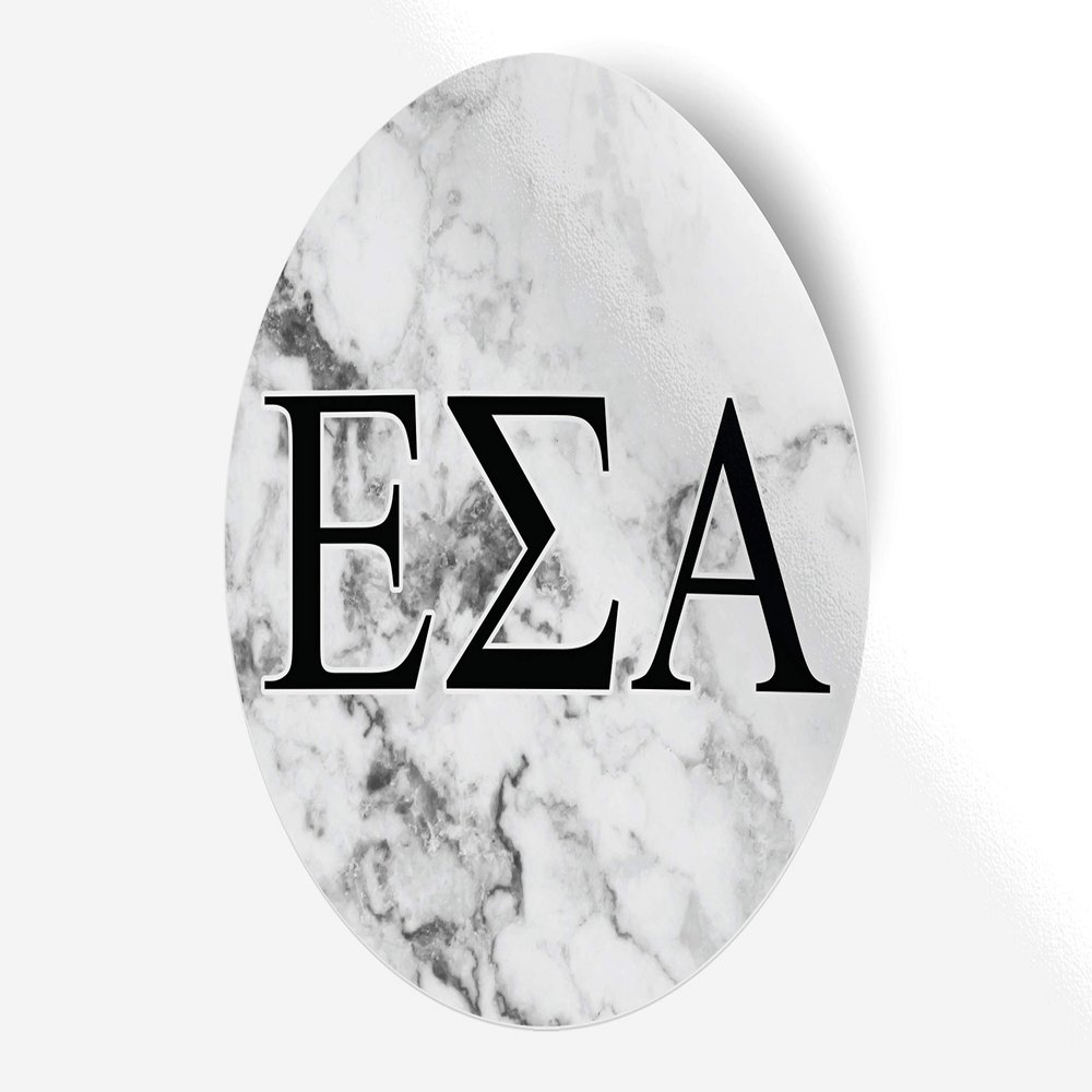 Epsilon Sigma Alpha Sticker Greek Sorority Decal for Car, Laptop, Windows, Officially Licensed Product, Monogram Design 5" x 5" - White Marble