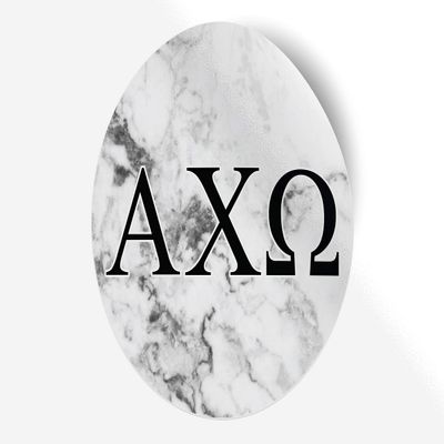 Alpha Chi Omega Sticker Greek Sorority Decal for Car, Laptop, Windows, Officially Licensed Product, Monogram Design 5" x 5" - White Marble