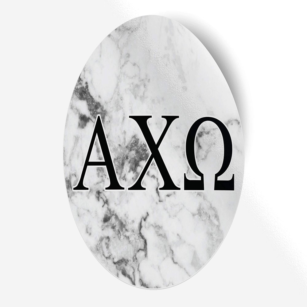 Alpha Chi Omega Sticker Greek Sorority Decal for Car, Laptop, Windows, Officially Licensed Product, Monogram Design 5" x 5" - White Marble