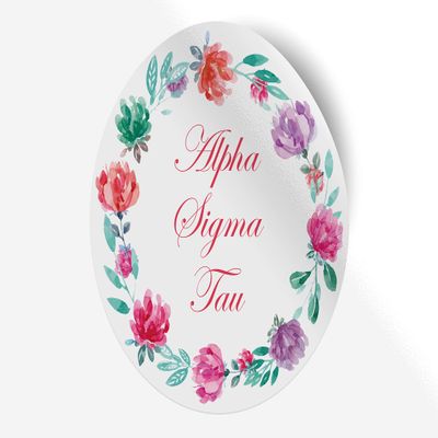 Alpha Sigma Tau Sticker Greek Sorority Decal for Car, Laptop, Windows, Officially Licensed Product, Monogram Design 5" x 5" - Watercolor Floral