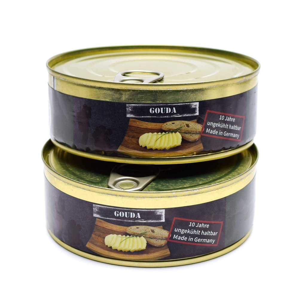 Emergency ration army survival food canned Gouda cheese 200g can MRE 7 oz can all natural (2 cans x 7 oz)