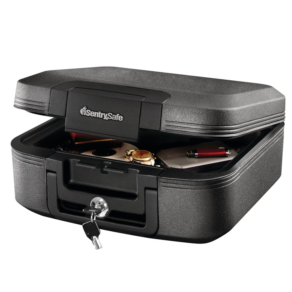 Sentry Safe Waterproof Fire-Resistant Chest, 0.28 Cu Ft, 15.4w X 14.3D X 6.6h, Charcoal Gray