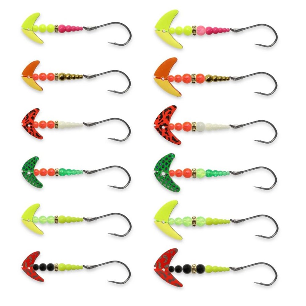 Mack's Lure 09940 Wedding Ring Spinner - Salmon Tech UV Lemon Lime Hot Pink/Yellow Chartreuse Black Nickel