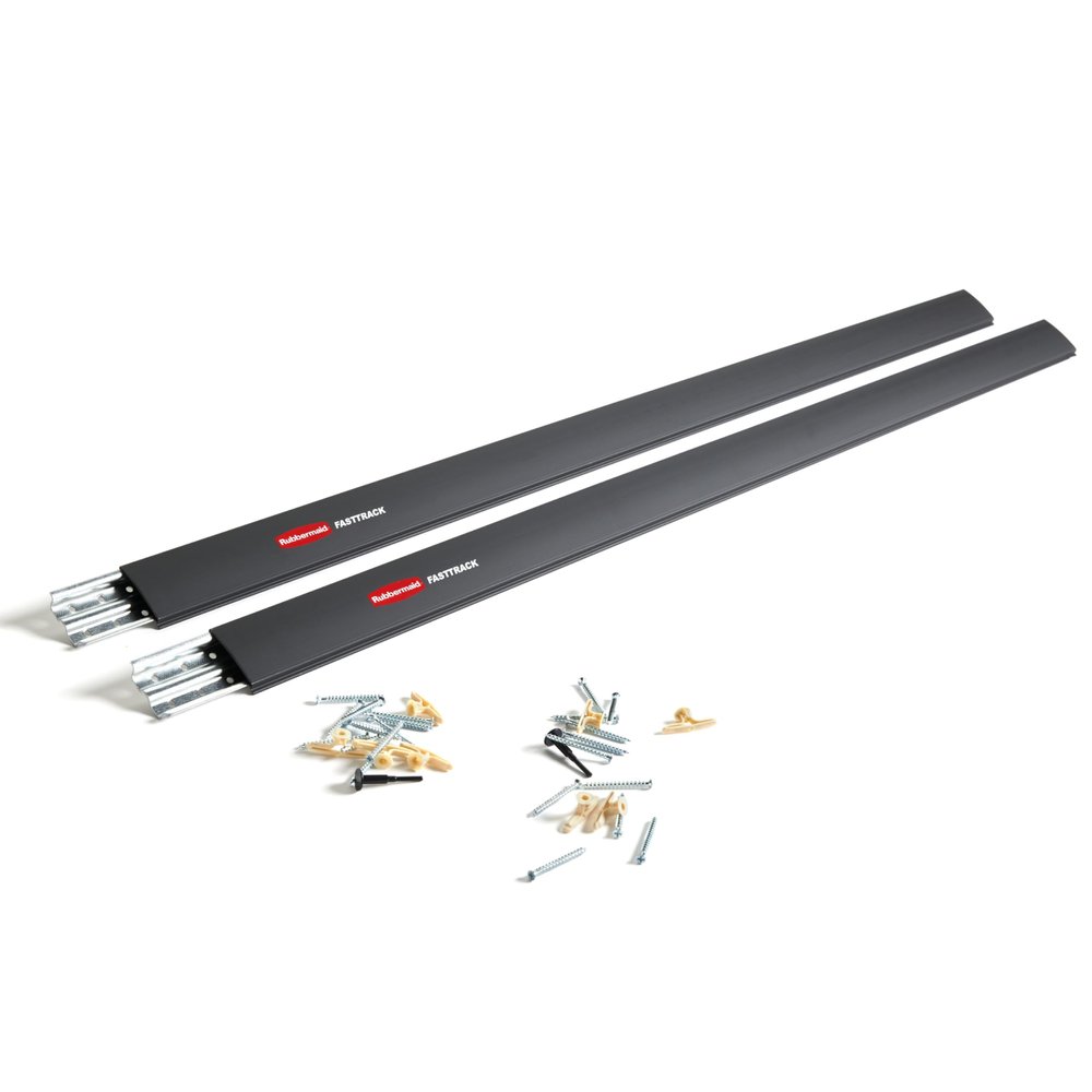 Rubbermaid Fasttrack Wall Mounted Storage and Organization System Rail Horizontal 48" 2-Pack Holds up to 1750 pounds Each Rail for Home/Garage Storage and Organization