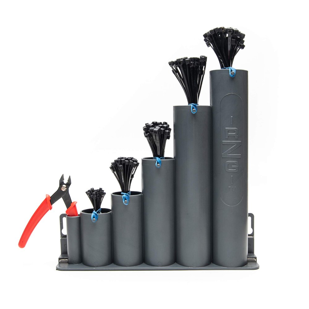 R-Z-G Ready-Zip-Go (tm) Magnetic Base Cable Tie Organizer with 250 Zip Ties and Cutter