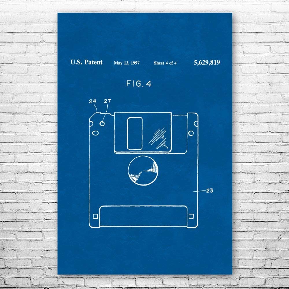 Floppy Disk Poster Print, Programmer Gift, Computer Science Art, IT Tech Gift, Floppy Disk Art Print, Computer Decor Blueprint (24 inch x 36 inch)