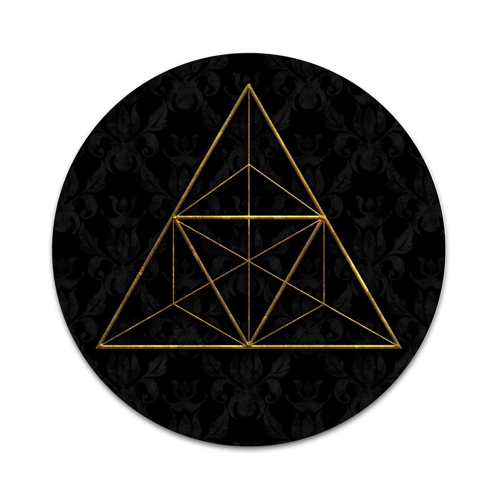 2X Sticker Set - Black Gold Geometric Triangle - for Phone Grip Stent Cell Phones Tablets (Stickers Only)