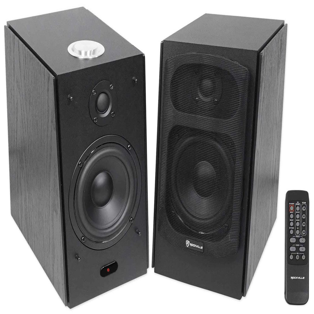 (2) RockvilIe HD5B 5" Powered Studio Monitor Bluetooth Bookshelf Speakers-Black