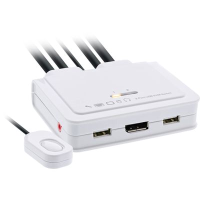 InLine 63613I KVM Switch 2-Way DisplayPort 1.2 4K USB with Audio Integrated Cable