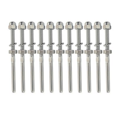 MH GLOBAL Set of 10 PC 4" Long End Fitting for 1/8" Cable Rail Railing Stainless Steel 316 Grade