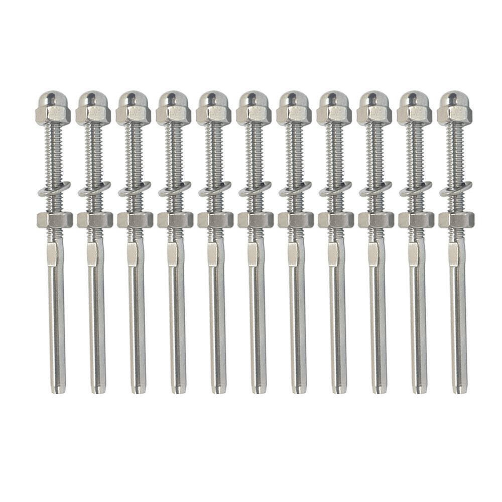 MH GLOBAL Set of 10 PC 4" Long End Fitting for 1/8" Cable Rail Railing Stainless Steel 316 Grade